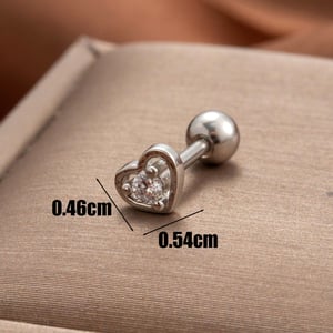 1 Piece Simple Series Classic Heart Titanium Steel Silver Color Material Zircon Women's Stud Earrings h5 